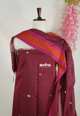 Amitha – Maroon - Semi Silk with Zari Weaving Salwar Set 3 pieces
