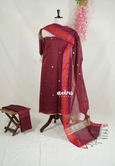 Amitha – Maroon - Semi Silk with Zari Weaving Salwar Set 3 pieces
