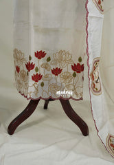 Amitha – Taupe - Amitha - Tissue Silk Heavy Work Pichwai Suit Embroidery Set with Scallop