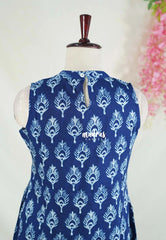 Indigo Blue - Aavani - Pre-washed Hand block Co-Ord Sleeveless Set Perfect for Office Wear | Casual Days | Everyday wear