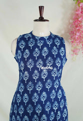 Indigo Blue - Aavani - Pre-washed Hand block Co-Ord Sleeveless Set Perfect for Office Wear | Casual Days | Everyday wear