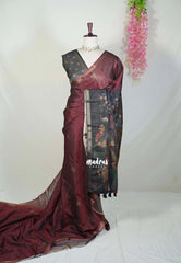 Crimson Maroon - Ananya - Soft Mangalore Silk Saree with Kalamkari Pallu - Best for Casual Gatherings
