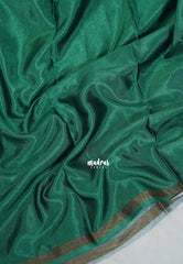 Classic Green - Ananya - Soft Mangalore Silk Plain Saree with Kalamkari Pallu and Blouse - Best for Casual Gatherings