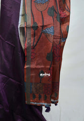 Jamun Purple - Ananya - Soft Mangalore Silk Plain Saree with Kalamkari Pallu and Blouse - Best for Casual Gatherings