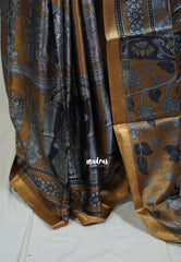 Mustard Brown - Ananya - Soft Mangalore Silk Saree with Kalamkari Ram Parivar Prints - Best for Casual Gatherings