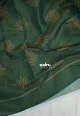 Dark Green - ANJALI - Soft Tissue linen Saree with Kolam Prints - Perfect for Festive Wear