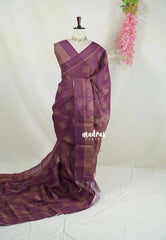 Wine Purple - ANJALI - Soft Tissue linen Saree with Kolam Prints - Perfect for Festive Wear