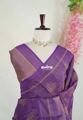 Royal Purple - ANJALI - Soft Tissue linen Saree with Kolam Prints - Perfect for Festive Wear