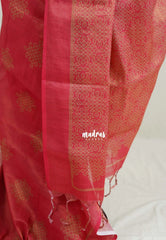 Reddish Pink - ANJALI - Soft Tissue linen Saree with Kolam Prints - Perfect for Festive Wear