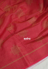 Reddish Pink - ANJALI - Soft Tissue linen Saree with Kolam Prints - Perfect for Festive Wear