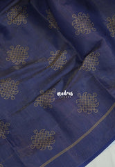 Midnight Blue - ANJALI - Soft Tissue linen Saree with Kolam Prints - Perfect for Festive Wear