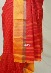Spicy Red - Arani semi silk saree with weaving plus buttas - Best for Regular Wear | Temple visit