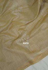 Sandal Beige - Artisan Crafted Soft Jute Linen with Ikkat Weaving Pallu - Best for Office Wear | Casual Wear