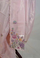 Blush Pink - Kushboo Soft Tissue Silk Artisan Crafted Petite Embroidery - Perfect for Night Funtions