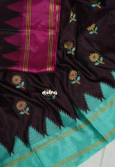 Wine Brown - Avantika - Semi Mysore silk with Ganga Jamuna Border - Perfect for Festival Wear