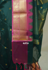 Dark Emerald Green - Avantika - Semi Mysore silk with Ganga Jamuna Border - Perfect for Festival Wear