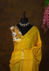 Parris Yellow - Avantika - Semi Mysore silk with Floral Blouse Combo - Perfect for Daily Wear, Office & Casual Outings