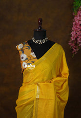 Parris Yellow - Avantika - Semi Mysore silk with Floral Blouse Combo - Perfect for Daily Wear, Office & Casual Outings