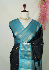 Classic Black - Avantika - Semi Mysore Silk with Tissue Border - Perfect for Festival Wear