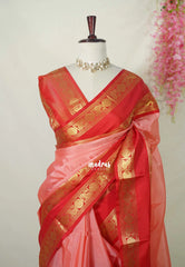 Lotus Peach - Avantika - Semi Mysore silk with Rettapetta Border - Perfect for Festival Wear