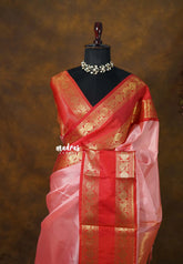 Lotus Peach - Avantika - Semi Mysore silk with Rettapetta Border - Perfect for Festival Wear