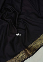 Dark Chocolate Brown - Avantika - Semi Mysore silk with small border - Perfect for Festival Wear