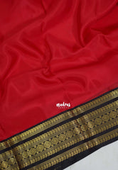 Chilli Red with Brown - Avantika - Semi Mysore Silk Saree with Traditional Border - Perfect for Wedding Functions