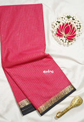 Punch Pink - Avantika - Semi Mysore Silk Saree Zari Checks with Contrast Pallu and Blouse - Perfect for Small Functions
