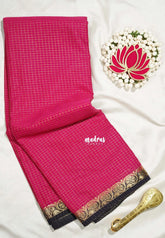 Queen's Pink - Avantika - Semi Mysore Silk Saree Zari Checks with Contrast Pallu and Blouse - Perfect for Small Functions