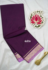 Jamun Purple - Avantika - Semi Mysore Silk Saree with Mango Contrast Border - Perfect for Small Functions