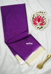 Purple Glow - Avantika - Semi Mysore Silk Saree with Mango Contrast Border - Perfect for Small Functions