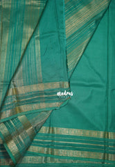 Aqua Green - Avantika - Semi Mysore Silk Saree with Small Mango Border - Perfect for Regular Wear | Office Wear