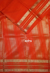 Sunset Orange - Avantika - Semi Mysore Silk Saree with Rettapet Border - Perfect for Regular Wear | Office Wear