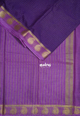 Royal Purple - Avantika - Semi Mysore Silk Saree Zari Checks with Contrast Pallu and Blouse - Perfect for Small Functions