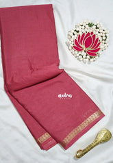 Rosewood Pink - Avantika - Semi Mysore Silk Saree with Small Mango Border - Perfect for Regular Wear | Office Wear