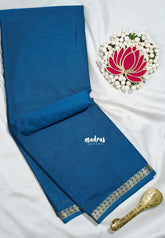 Peacock Blue - Avantika - Semi Mysore Silk Saree with Small Mango Border - Perfect for Regular Wear | Office Wear