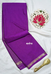 Rich Purple - Avantika - Semi Mysore Silk Saree with Small Mango Border - Perfect for Regular Wear | Office Wear