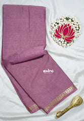 Antique Mauve - Avantika - Semi Mysore Silk Saree with Small Mango Border - Perfect for Regular Wear | Office Wear