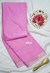 Lilac Pink - Avantika - Semi Mysore Silk Saree with Small Mango Border - Perfect for Regular Wear | Office Wear