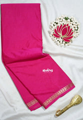 Fuchsia Pink - Avantika - Semi Mysore Silk Saree with Small Mango Border - Perfect for Regular Wear | Office Wear