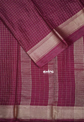 Winered - Avantika - Semi Mysore Silk Saree with Checks Weaving and Zari Border - Perfect for Small Functions