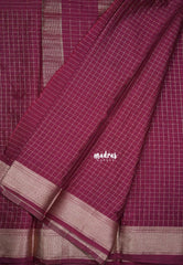 Winered - Avantika - Semi Mysore Silk Saree with Checks Weaving and Zari Border - Perfect for Small Functions