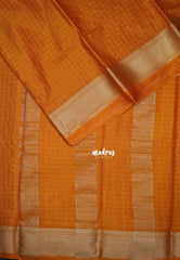 Mustard Yellow - Avantika - Semi Mysore Silk Saree with Checks Weaving and Zari Border - Perfect for Small Functions