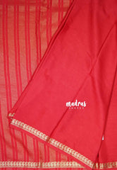 Tomato Red - Avantika - Semi Mysore Silk Saree with Small Mango Border - Perfect for Regular Wear | Office Wear