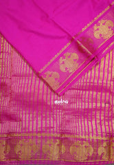 Fuchsia Pink - Avantika - Semi Mysore Silk Saree with Gandaberunda Border - Perfect for Small Functions
