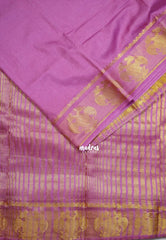 Lavender Pink - Avantika - Semi Mysore Silk Saree with Gandaberunda Border - Perfect for Small Functions