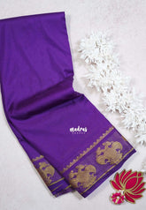 Royal Purple - Avantika - Semi Mysore Silk Saree with Gandaberunda Border - Perfect for Small Functions