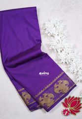 Royal Purple - Avantika - Semi Mysore Silk Saree with Gandaberunda Border - Perfect for Small Functions