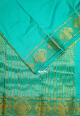 Aqua Green - Avantika - Semi Mysore Silk Saree with Gandaberunda Border - Perfect for Small Functions