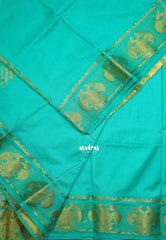 Aqua Green - Avantika - Semi Mysore Silk Saree with Gandaberunda Border - Perfect for Small Functions